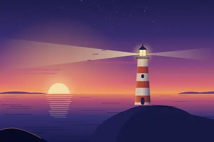 Practice image: dusk lighthouse, rated strong