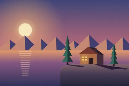 Practice image: cabin scene revised after a lighting-logic critique