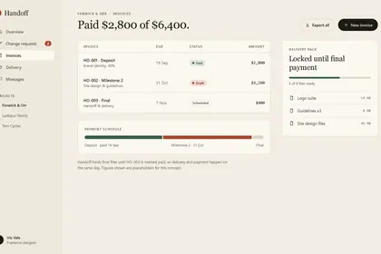 Handoff desktop invoices screen