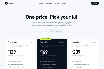 Plumb pricing page