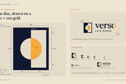 Verso logo construction and clear space board
